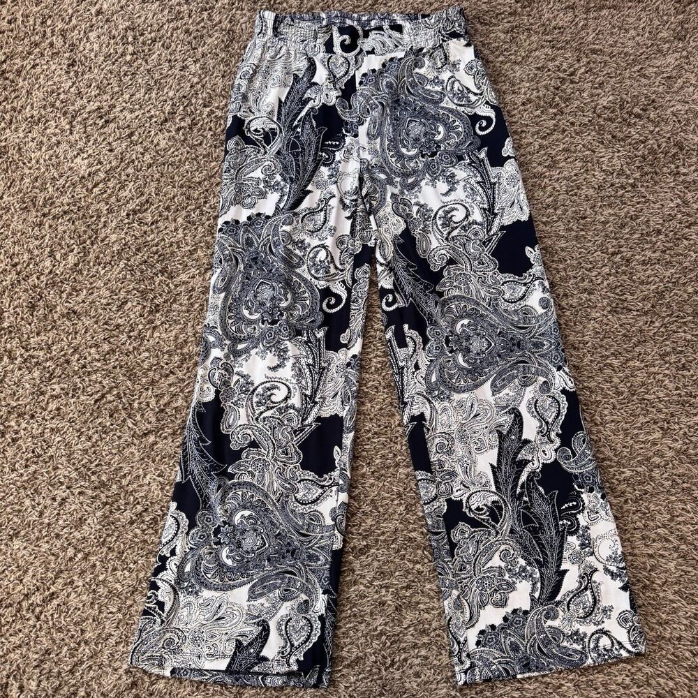 IMAN Global Chic 2-piece Tank & Pant Set High Waist Navy White Metallic Medium - Picture 6 of 11